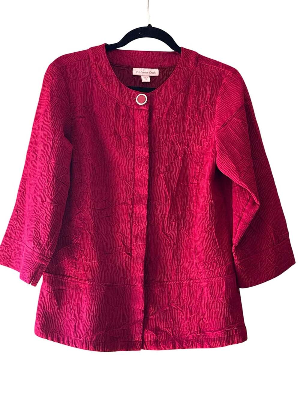 Coldwater Creek Red Textured Button-Up Jacket Size 10